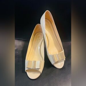 kate spade nude and gold Bow Loafers